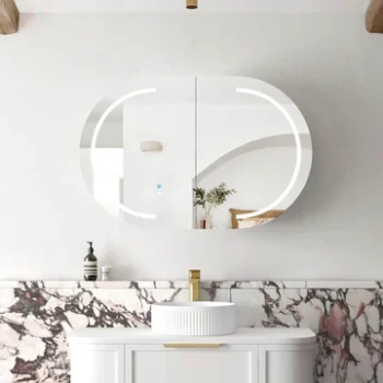 Zara 2 Door Oval LED Shaving Cabinet - White