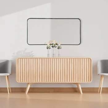 Gideon Black Long Rounded Wall Mirror