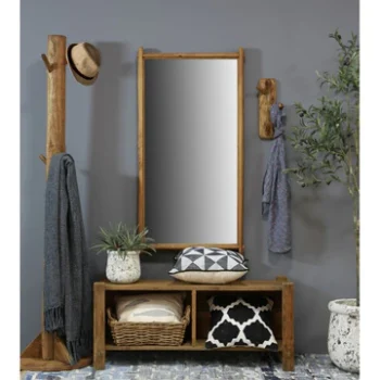 Industrie Pine Wood Wall Mirror