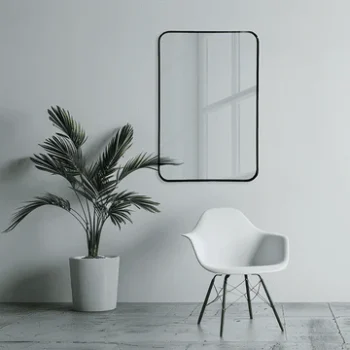 Orion Black Long Rounded Wall Mirror